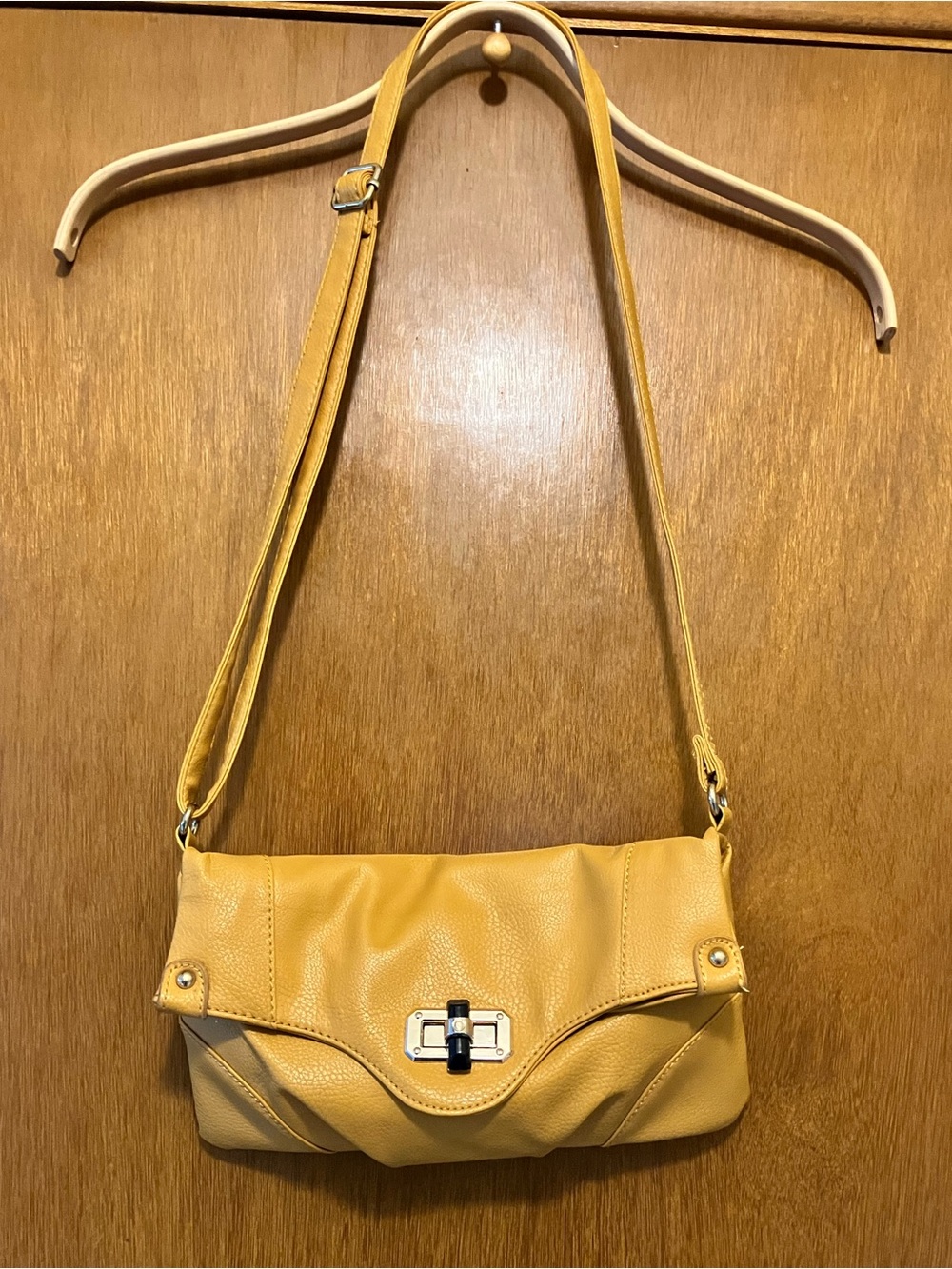 Crossbody Bag Purse Golden Yellow adjustable strap interior zip pocket